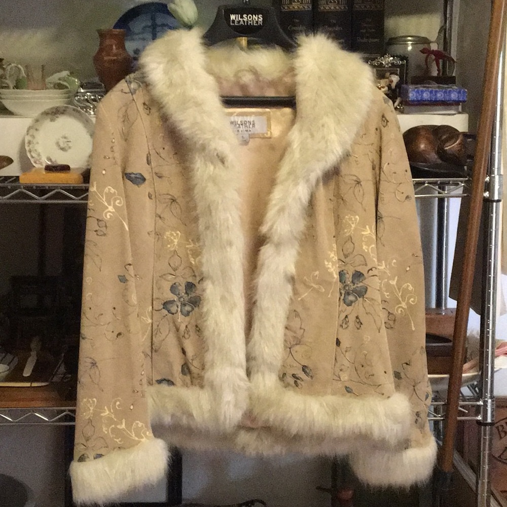 Wilsons leather jacket with faux fur trim